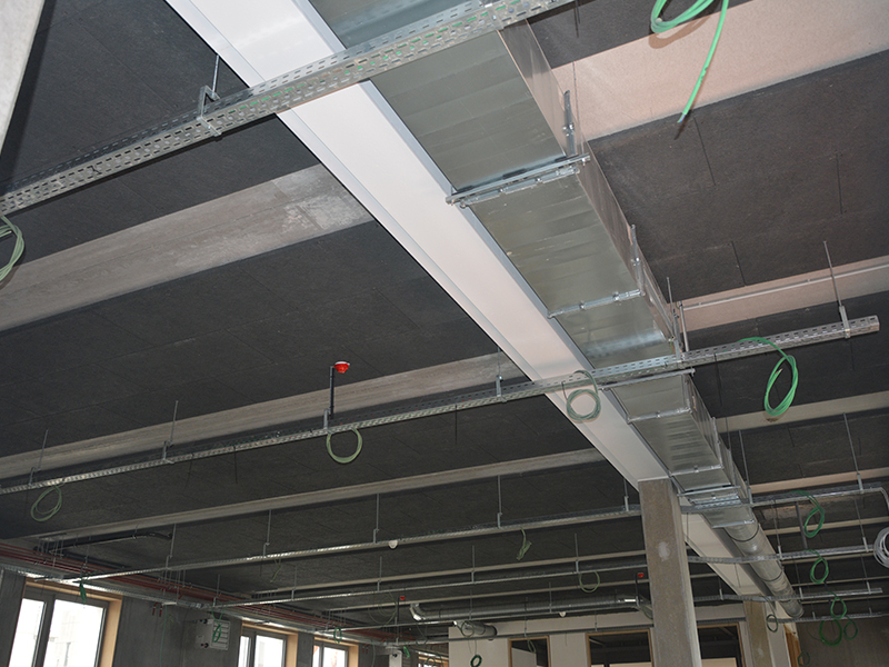 SGM - Verlaagde plafonds: Houtwolcementpalen: plafondbekleding in combinatie met isolatie